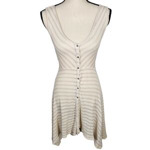 Postmark By Anthropologie Hi/Low Button Up Semi Sheer Swing Dress, Cream, XS